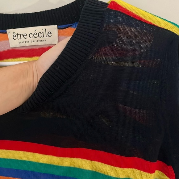 être cécile Rainbow and Dark Navy Blue Wool Sweater - Picture 6 of 6